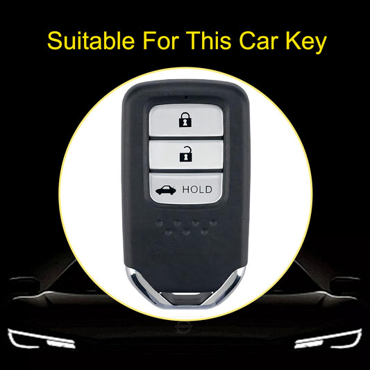 HOA4T1 Black-Silver Plating Car Key Cover Premium Soft TPU Car Key Case Cover Shell for Honda Accord Civic CRV Jade XRV Haoying Elysion