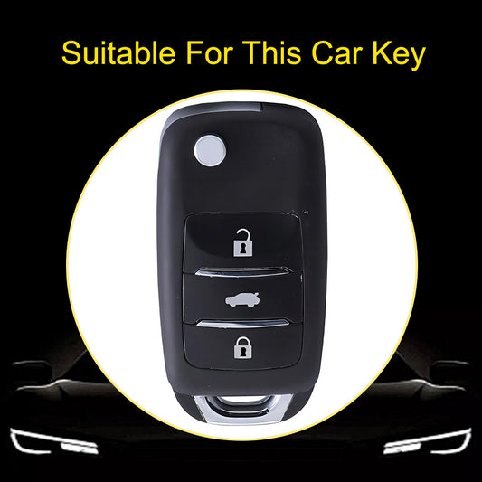 CHB1T1 Light Blue-Silver Plating Car Key Cover For Premium Soft TPU Car Key Case Cover CHANGAN Benben E-Star CS15 CS35 CS55 EADO LUMIN Key Rings Keychain Bag