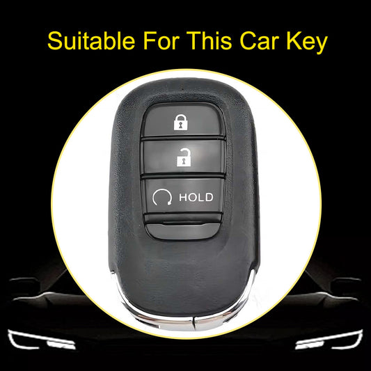 HOB3T1 Space Gray-Silver Plating Car Key Cover TPU Remote Key Fob Cover 4-button Car Key Case Protective Accessories Suitable for Honda Accord Civic HR-V CR-V Pilot Odyssey