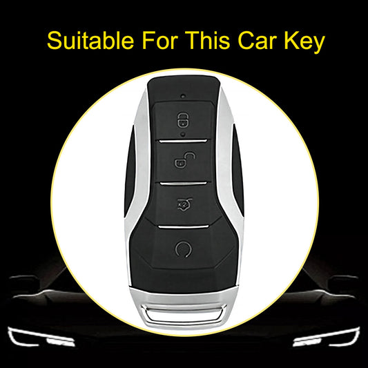 BYA1T1 Black-Silver Plating Car Key Cover TPU premium soft car key cover for BYD Song Plus, Qin DMI, Han EV Yuan Pro, Tang ATTO, with 3 key rings and key chain pouch accessories.