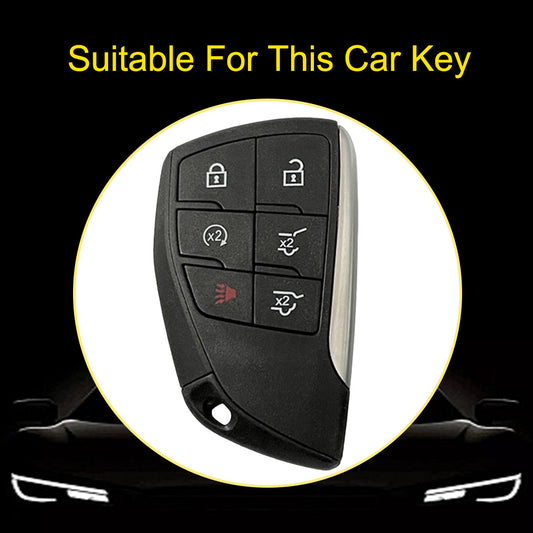 CEV4T1 Red-Gold Plating 6-button Car Remote Key Case TPU Soft Key Fob Cover Smart Key Shell Holder Compatible with GMC Chevy Buick