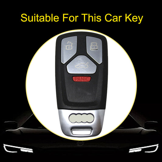 AUA3T1 Light Blue-Silver Plating Car Key Cover TPU Lightweight Car Key Cover Case Keychain Protector Fob for Audi Q7 A2 A4L Q5L A5 S4 TT TTS