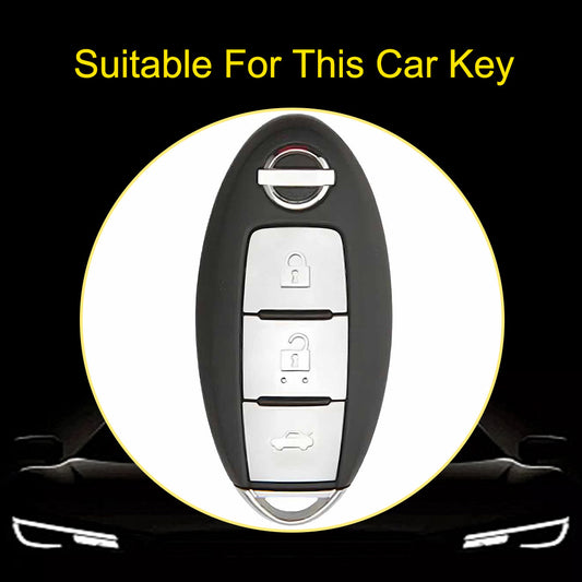 NIB3T1 Light Blue-Gold Plating Car Key Cover High Quality Soft TPU 3-Button Popular Key Case Cover Shell for Nissan Patrol Tiida Qashqai X-Trail Juke Navara Car Accessory