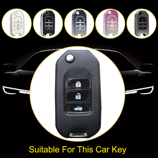 HOC1T1 Black-Silver Plating Car Key Cover 2022 New High Quality TPU Car Key Case for Honda Civic Accord CRV CR-V XRV Car Key Shell Cover
