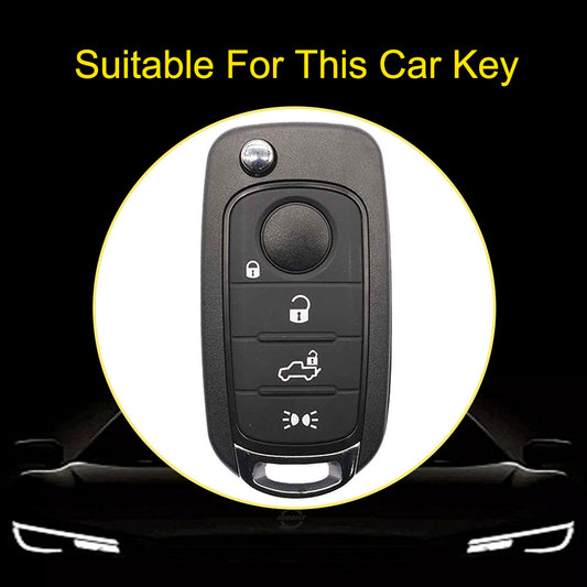 FIB3T1 Black-Gold Plating TPU Car Key Case Cover for Fiat 500 Tipo Toro Cronos Egea 500X