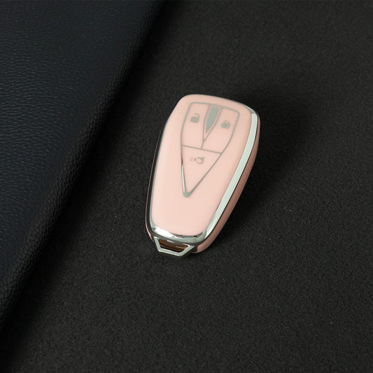 CHC1T1 Pink-Silver Plating Car Key Cover For TPU Car Key Cover Shell Remote Key Protection Case Car Interior Accessories Changan CS35 CS55 CS75 PLUS 2019