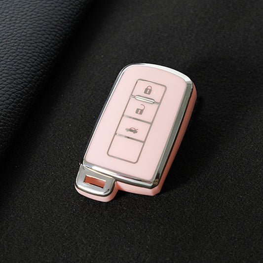 TOD1T1 Pink-Silver Plating Soft TPU Remote Car Key Case for Toyota Camry Corolla RAV4 Highlander Avalon 2015 - 2017 4 Buttons Cover Shell Holder