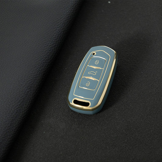 GEA1T1 Granny Grey-Gold Plating Car Key Cover For Geely Auto GL New Emgrand GS Car Key Pack S1 Boyue X3 Yuanjing X6 Borui Binrui Buckle Shell keychain