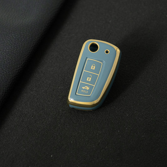 NIC1T1 Granny Grey-Gold Plating Car Key Cover Soft TPU Car Remote Key Case Cover Shell for Nissan X-Trail Qashqai J11 Juke Murano Micra Tiida Maxima Altima Kicks Accessories