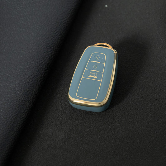 TOB1T1 Granny Grey-Gold Plating Car Key Cover For Toyota Rav4 Corolla CHR Verso Hilux Chaveiro Keyless Bag Car Accessories Key Cover TPU