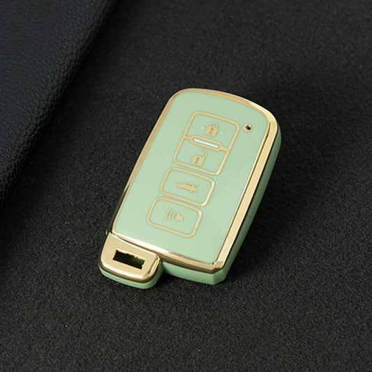 TOD4T1 Green-Gold Plating For Toyota Camry TPU Car Key Case Cover Bag Shell Fob Protector 4 Button