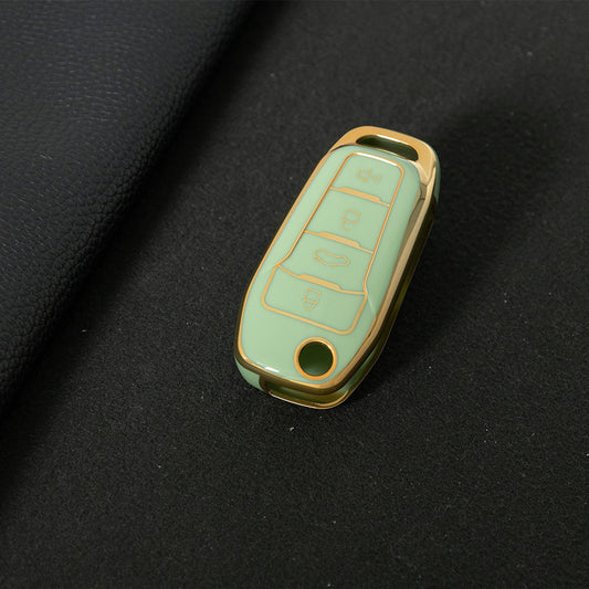 FOA7T1 Green-Gold Plating Car Key Cover for Ford Fusion Fiesta Escort Mondeo Everest Ranger