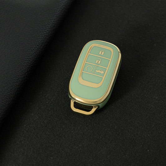 HOB1T1 Green-Gold Plating Car Key Cover For Honda Civic Accord HR-V CR-V CRV 2021 2022 2023 5Buttons Auto Shell Fob Holder TPU Car Key Case Cover Keychain Accessories