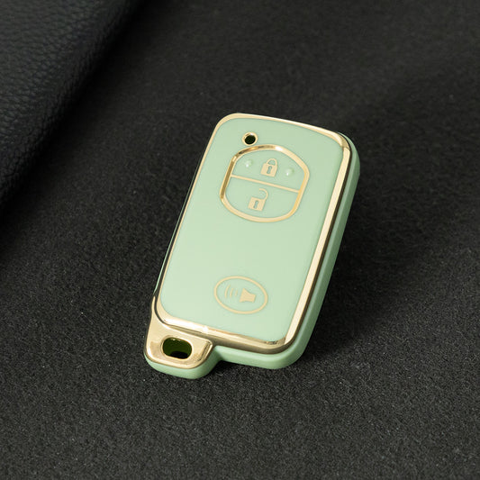 TOG3T1 Green-Gold Plating Soft TPU Car Key Case Cover for Toyota Camry Highlander Crown Prado Land Cruiser Vitz Prius Corolla Accessories