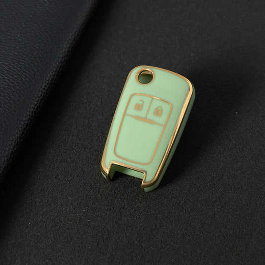 CED4T1 Green-Gold Plating Car Key Cover TPU Key Cover for Chevrolet Cruze Aveo Trax Sail Malibu for Opel Vauxhall Astra Corsa Meriva Insignia Key case