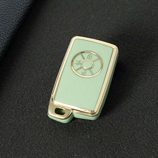 TOF2T1 Green-Gold Plating New Soft TPU Car Key Case Cover Holder for Toyota Prius 06 2006 Car Key Smart Protection Shell Fob Car Accessories