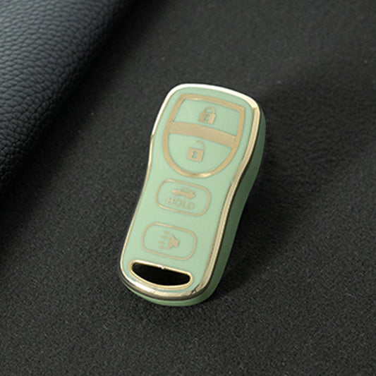 NIJ2T1 Green-Gold Plating TPU Car Key Cover for Nissan 350Z Maxima Sentra Armada Titan Kicks Murano