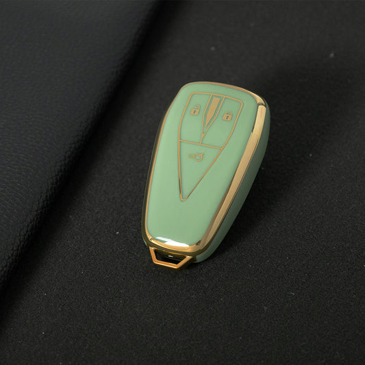 CHC1T1 Green-Gold Plating Car Key Cover For TPU Car Key Cover Shell Remote Key Protection Case Car Interior Accessories Changan CS35 CS55 CS75 PLUS 2019