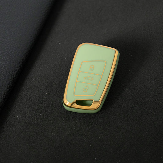 VOD1T1 Green-Gold Plating Car Key Cover For VW Polo Lavda Jetta Beetle Passat B5 B6 B7 Bora Santana Tiguan Car Key Cover