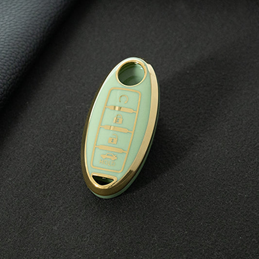 NIB4T1 Green-Gold Plating Car Key Cover for Nissan Note Qashqai Pathfinder Rogue Versa Murano Infiniti Q50 Accessories Car Key