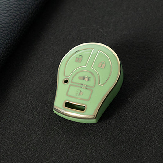 NIE4T1 Green-Gold Plating TPU Car Key Cover for Nissan Sylphy MARCH TIIDA X-TRAIL Qashqai KICKS SUNNY