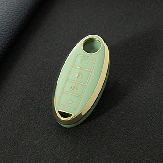 NIB7T1 Granny Grey-Gold Plating TPU Car Key Case Cover for Nissan Qashqai X-Trail T32 T31 Juke J10 J11 Kicks Tiida Pathfinder