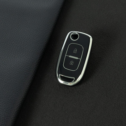 REL1T1 Black-Silver Plating TPU Car Key Case Cover for Renault Kadjar Captur Megane Sandero Stepway Logan Clio 5 2022 Arkana 2020 2021 Kwid 2023