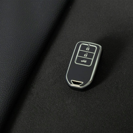 HOA1T1 Black-Silver Plating Car Key Cover For Honda Car Key Cover New TPU Car Remote Key Case Cover 2/3/4/5 Buttons Car Key Protector Holder