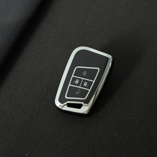 VOD3T1 Black-Silver Plating TPU Car Key Case for VW Golf Tiguan Passat Lavida Jetta Bora Beetle Magotan Sagitar Santana Sharan