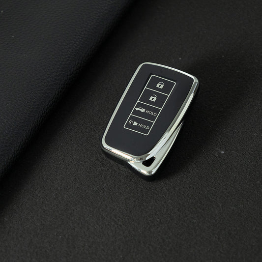 LEA7T1 Black-Silver Plating TPU Car Key Case Cover 2014-Up Lexus RX IS ES GS LS NX RS GX LX RC LC
