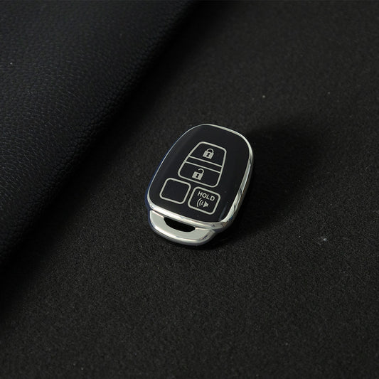 TOP1T1 Black-Silver Plating TPU Car Key Cover Case for Toyota Corolla Camry Prado Highlander Auto Key case for Toyota 3 Buttons Key