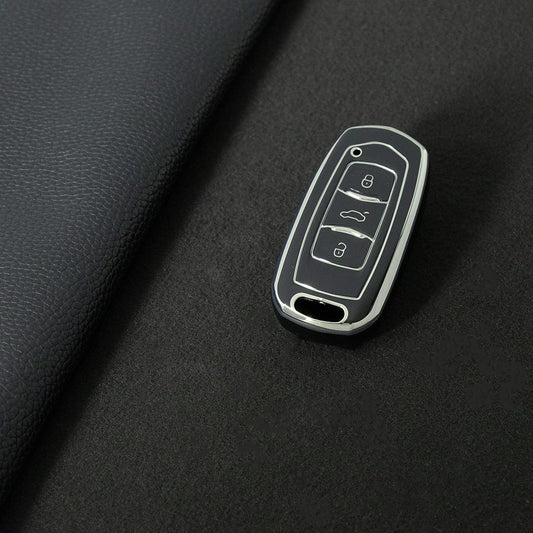 GEA1T1 Black-Silver Plating Car Key Cover For Geely Auto GL New Emgrand GS Car Key Pack S1 Boyue X3 Yuanjing X6 Borui Binrui Buckle Shell keychain