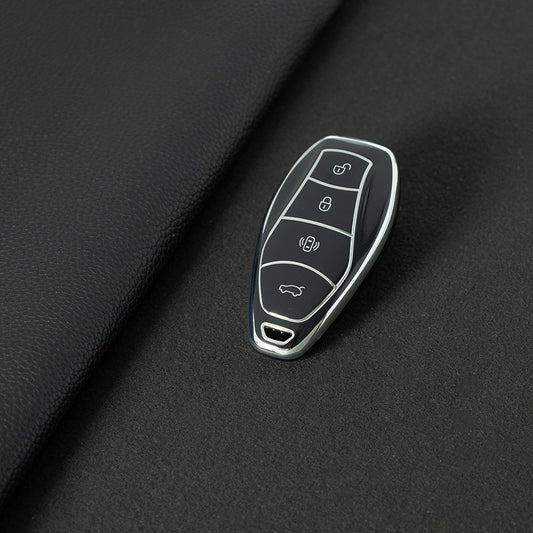 HND1T1 Black-Silver Plating Car Key Cover For Hongqi H5 Keycase, Brand New HQ9 Hongqi Car High-end Key case Buckle keychain