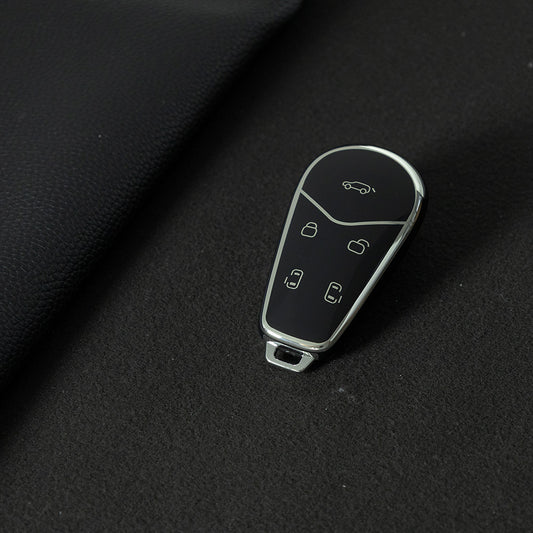 VYB1T1 Black-Silver Plating TPU Car Key Case Cover for VOYAH Lantu Dreamer Free DREAMPOWER Key