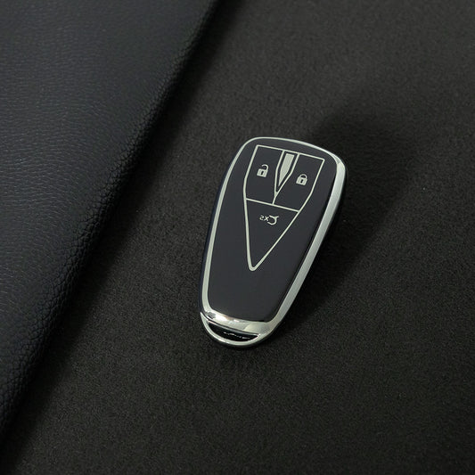 CHC1T1 Black-Silver Plating Car Key Cover For TPU Car Key Cover Shell Remote Key Protection Case Car Interior Accessories Changan CS35 CS55 CS75 PLUS 2019
