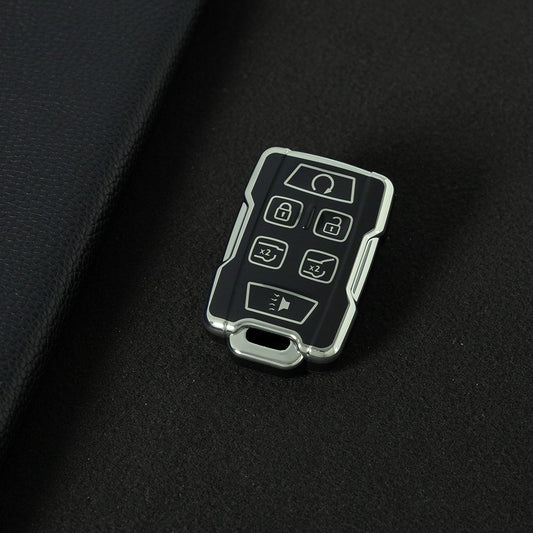 CEC3T1 Black-Silver Plating Car Key Cover Case Fob for Chevrolet Suburban Silverado GMC Terrain Yukon Tahoe Sierra