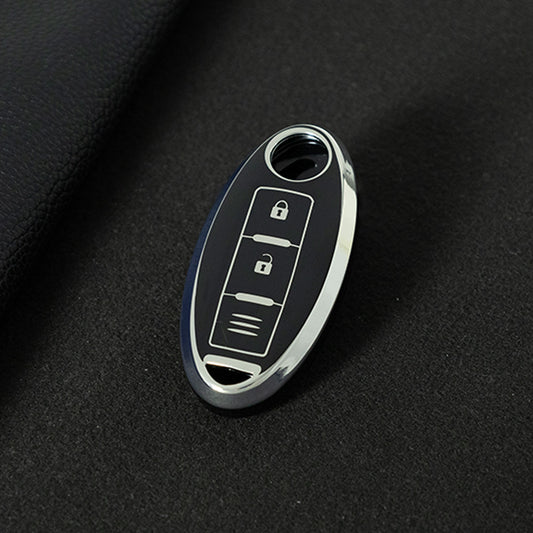 NIB1T1 Black-Silver Plating Car Key Cover For Nissan X-Trail Qashqai Sylphy Altima
