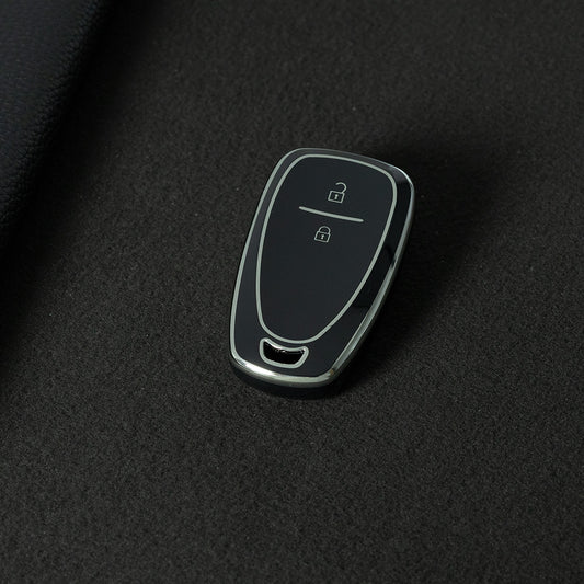 CEA7T1 Black-Silver Plating TPU Car Key Cover for Chevrolet Cruze Key Cover Chevy Camaro Cruze Malibu XL TRAX EQUINOX