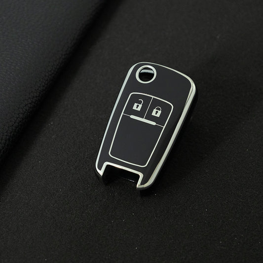 CED4T1 Black-Silver Plating Car Key Cover TPU Key Cover for Chevrolet Cruze Aveo Trax Sail Malibu for Opel Vauxhall Astra Corsa Meriva Insignia Key case