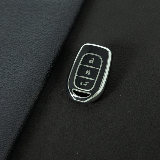 REC1T1 Black-Silver Plating 3button Soft TPU Car Remote Key Cover Case for Renault Kwid Traffic Symbol Dacia Sandero Logan Duster 2016 - 2018