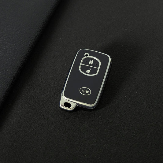 TOG3T1 Black-Silver Plating Soft TPU Car Key Case Cover for Toyota Camry Highlander Crown Prado Land Cruiser Vitz Prius Corolla Accessories