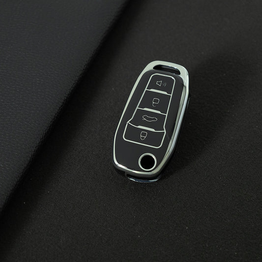 FOA7T1 Black-Silver Plating Car Key Cover for Ford Fusion Fiesta Escort Mondeo Everest Ranger