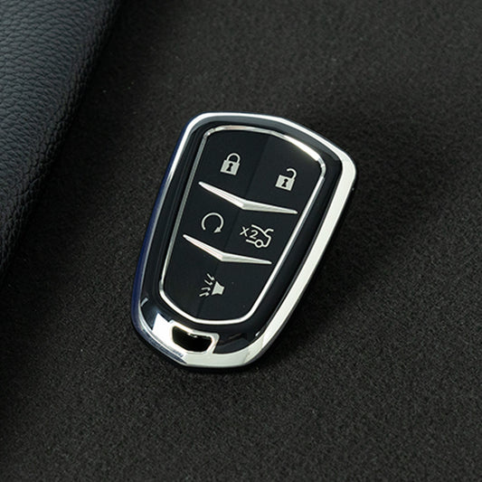 CAA2T1 Black-Silver Plating Car Key Cover Suitable for Cadillac Keycase Xt5 Xt4 Xt6 Ct5 Ct6 Ct4 Xts Shell Atsl Car Key Bag keychain