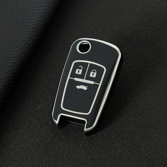 CED1T1 Black-Silver Plating 3 Button Soft TPU Car Key Case For Buick/Opel For Chevrolet Cruze Epica Lova Camaro Impala Aveo Malibu Sail Orlando