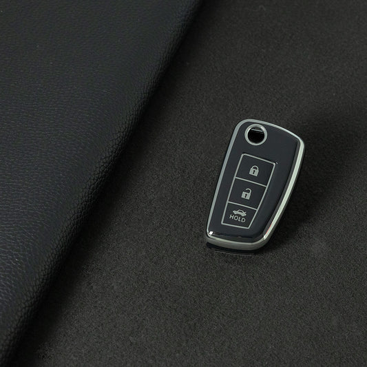 NIC1T1 Black-Silver Plating Car Key Cover Soft TPU Car Remote Key Case Cover Shell for Nissan X-Trail Qashqai J11 Juke Murano Micra Tiida Maxima Altima Kicks Accessories