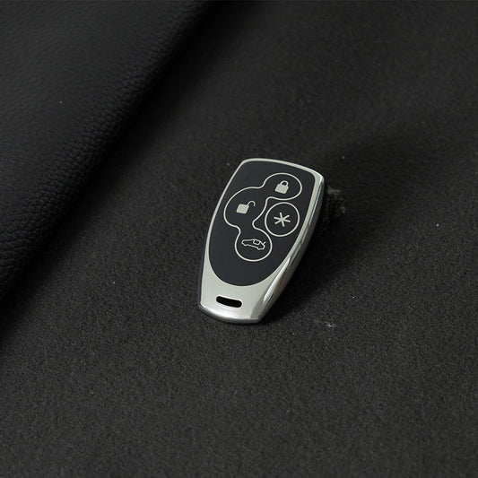UNZ1T1 Black-Silver Plating TPU Car Key Case Cover for Universal Refit Llave Creative Anti Fall Wear Resisting Auto Accessory