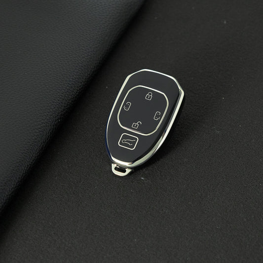 TRE2T1 Black-Silver Plating TPU Car Key Cover Fob for GAC Trumpchi GS7 GS8 GM8 GS5 GA6 GM6