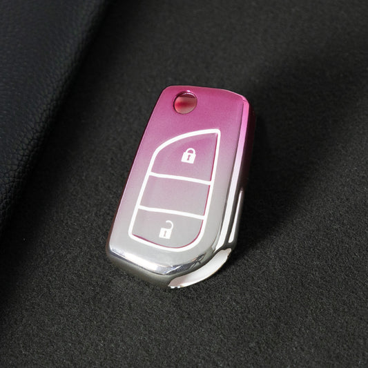 TOA2T1 Gradient Pink Car Key Cover TPU Soft Cover Key Cases Suitable for toyota Carola Highlander New Reith RAV4 Car Key Cover