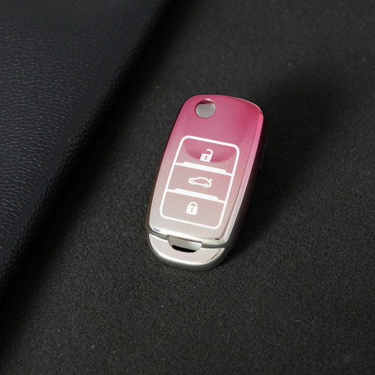 CHB1T1 Gradient Pink Car Key Cover For Premium Soft TPU Car Key Case Cover CHANGAN Benben E-Star CS15 CS35 CS55 EADO LUMIN Key Rings Keychain Bag