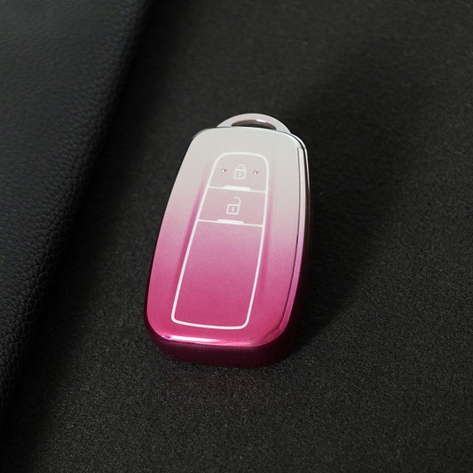 TOB2T1 Gradient Pink Car Key Cover Premium Soft TPU Car Key Case Cover Shell for Toyota LEVIN COROLLA RAV4 IZOA AVALON CHR Plarad Camry Key Rings Keychain Bag
